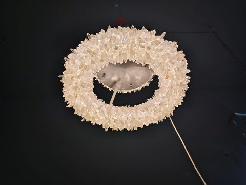 24-47 Inch Round Clear Geode Quartz Crystal Ring Pendant Light Modern Chandelier for Living Room
