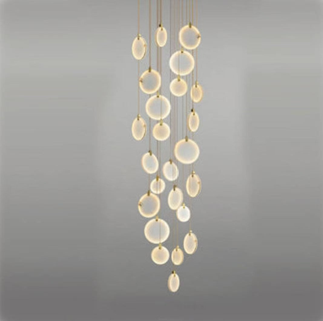 Queenie marble disc Long Round chandelier For Loft