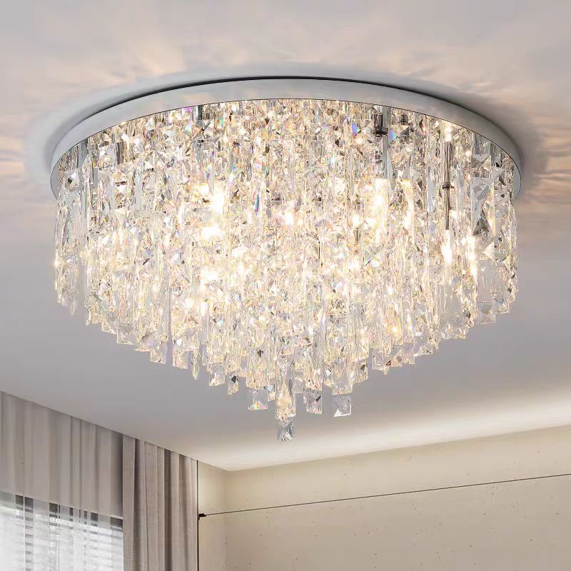 Oversize Luxury Flush Mount Crystal Chandelier for Living Room/Bedroom