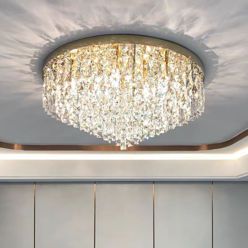 Oversize Luxury Flush Mount Crystal Chandelier for Living Room/Bedroom