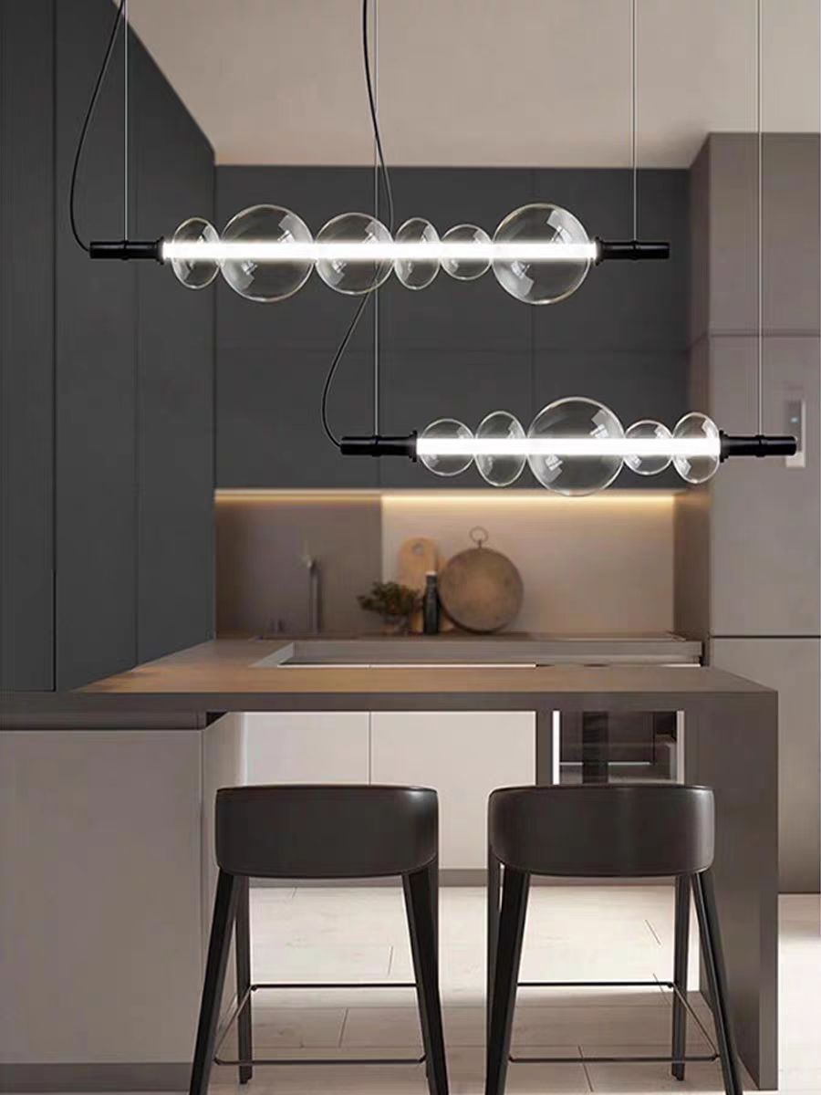 Modern Simple LED Linear Suspension Pendant Light For Dining Room/Kitchen Island