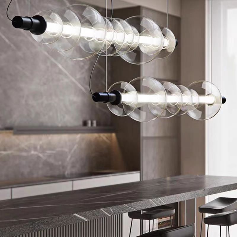 Modern Simple LED Linear Suspension Pendant Light For Dining Room/Kitchen Island