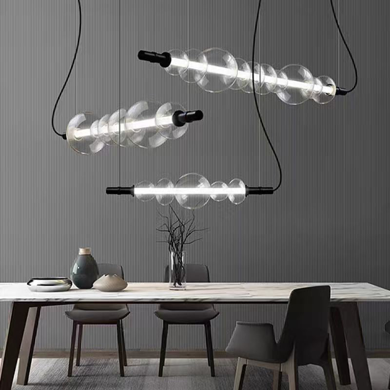 Modern Simple LED Linear Suspension Pendant Light For Dining Room/Kitchen Island