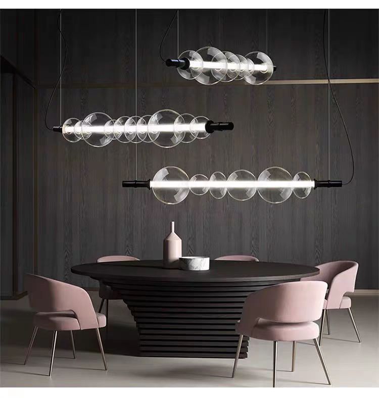 Modern Simple LED Linear Suspension Pendant Light For Dining Room/Kitchen Island