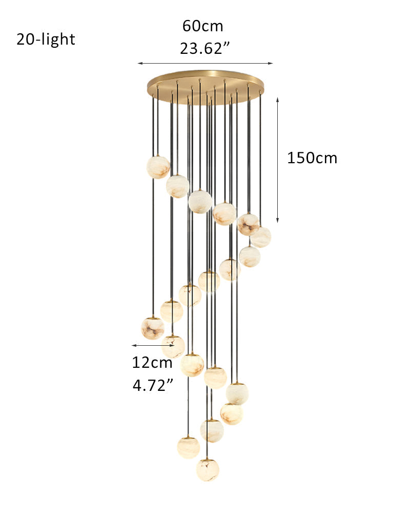 Small Alabaster Cluster Globes Ceiling Pendant Light For High Ceiling