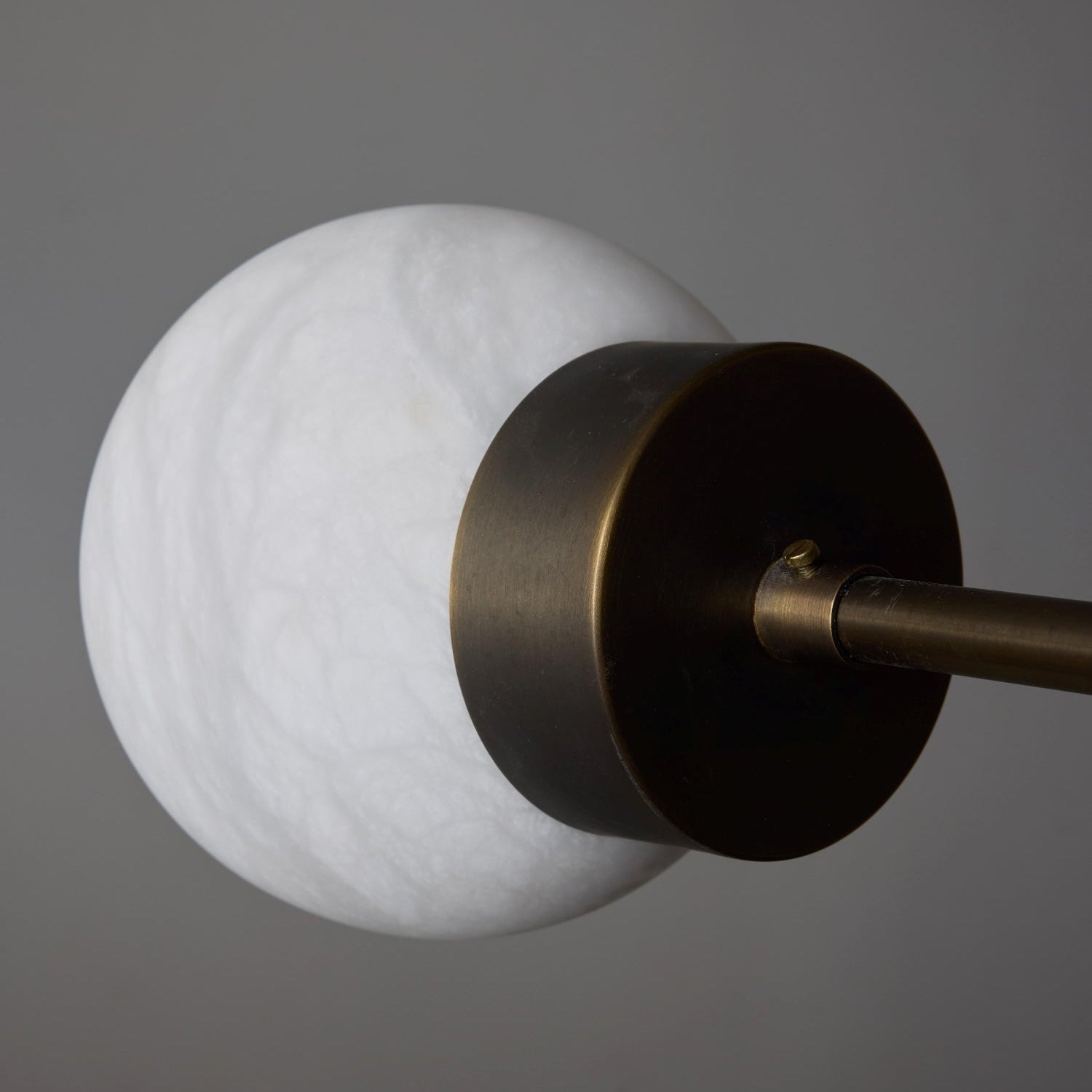 Brass and Alabaster Globes Asymmetrical Line Chandelier