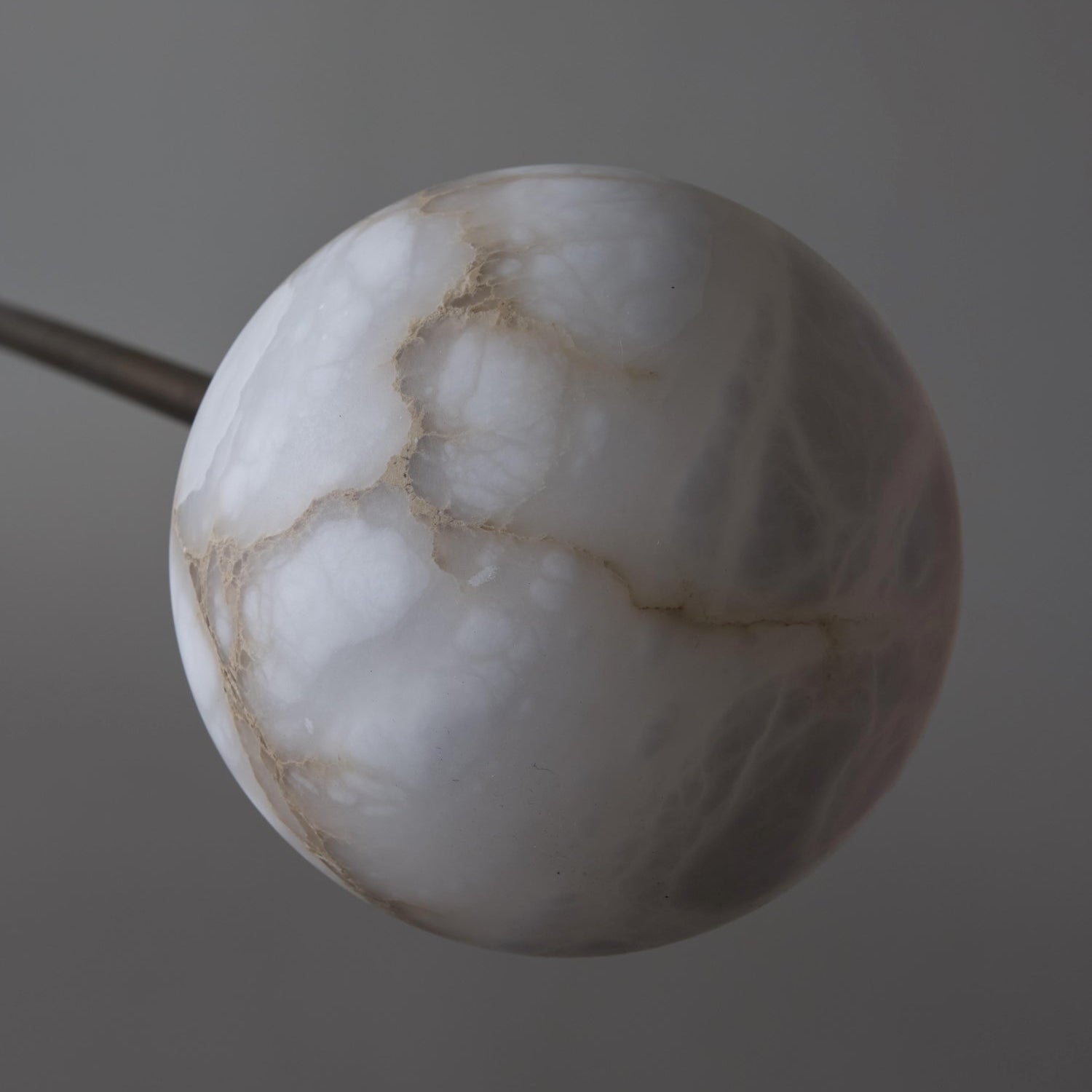Brass and Alabaster Globes Asymmetrical Line Chandelier