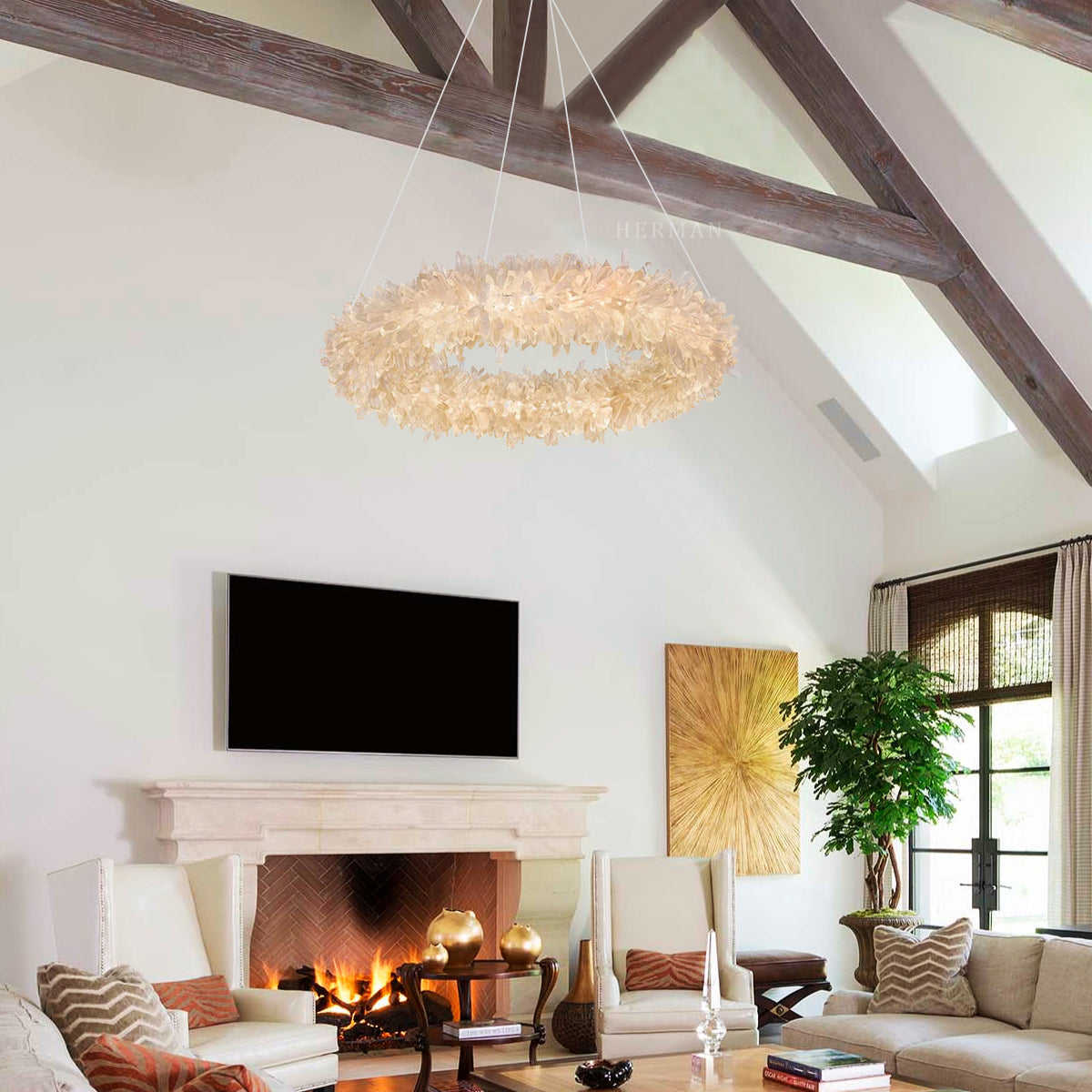 Geode  Round Quartz Crystal Chandelier