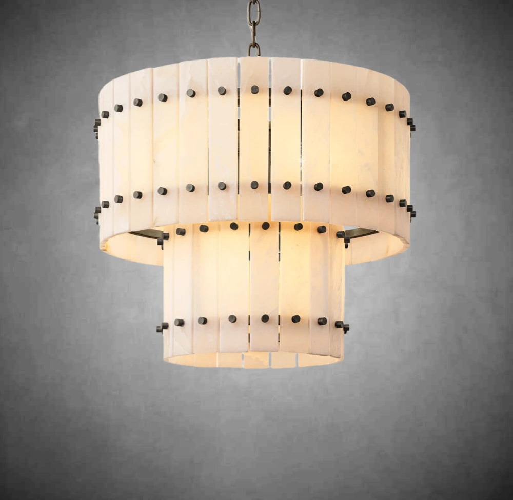 Marino Alabaster Round Tiered Chandelier