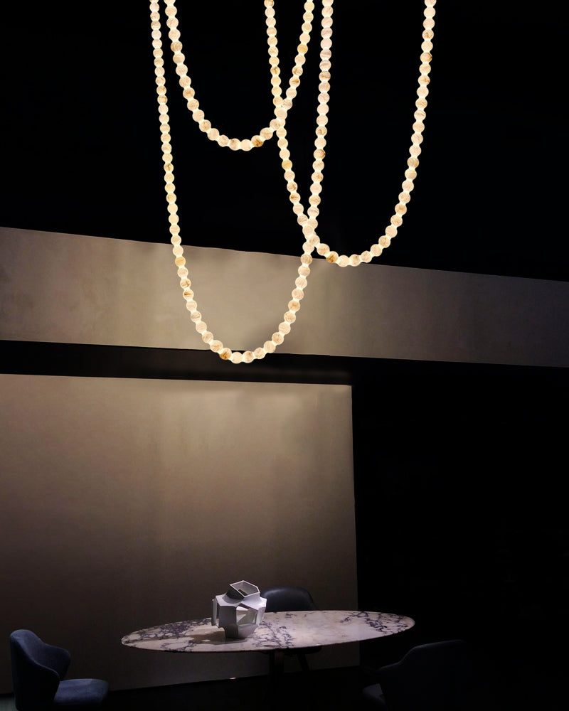 Cascading Alabaster Globe Chandelier