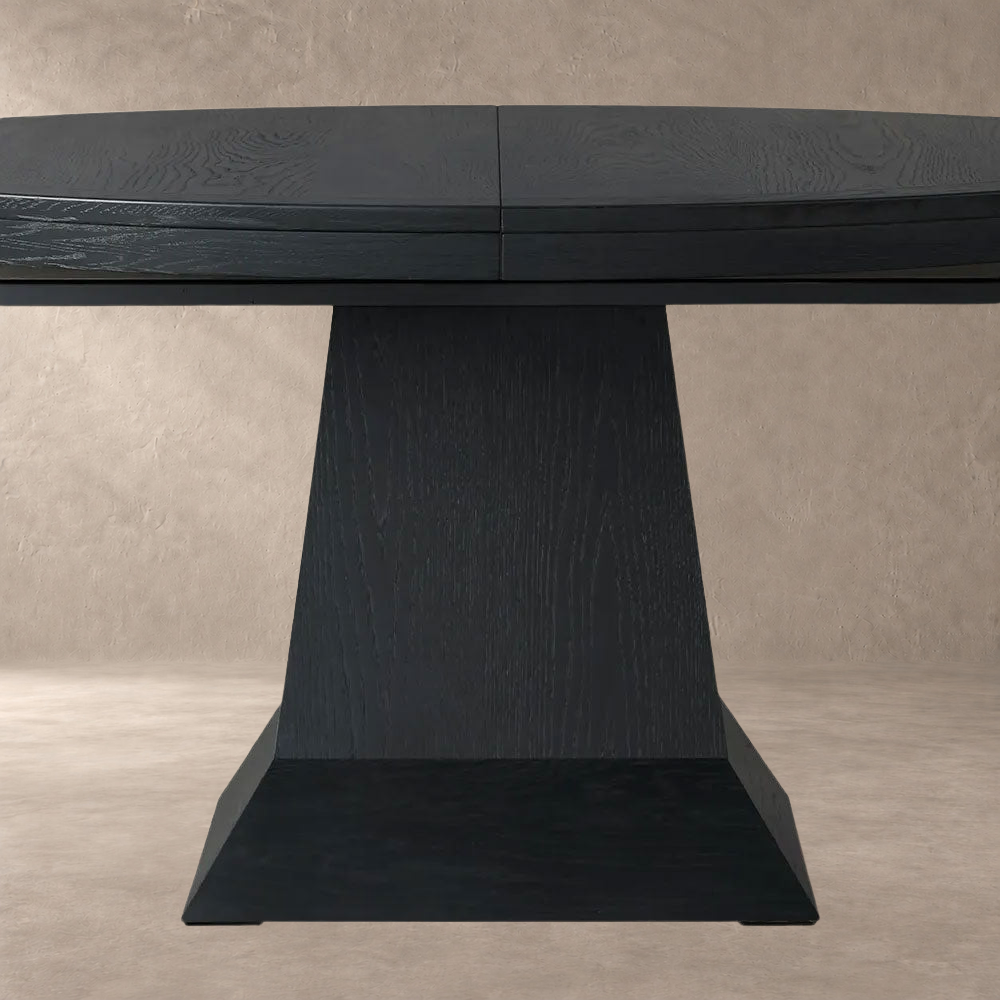 Expandable Round Oak Dining Table with Leaves