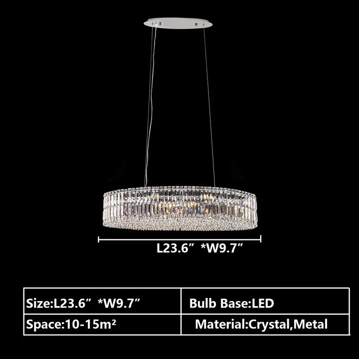 Modern Silver Ceiling Round/Rectangle Crystal Chandelier Set for Living Room/Dining Room/ Bedroom Decorative Light Fixture