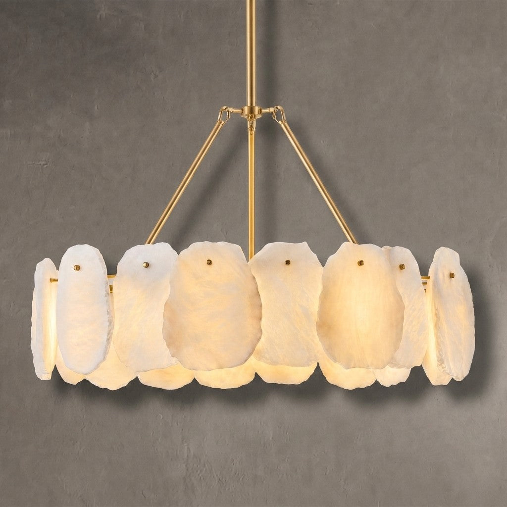 Spanish Alabaster 24" Circular Chandelier