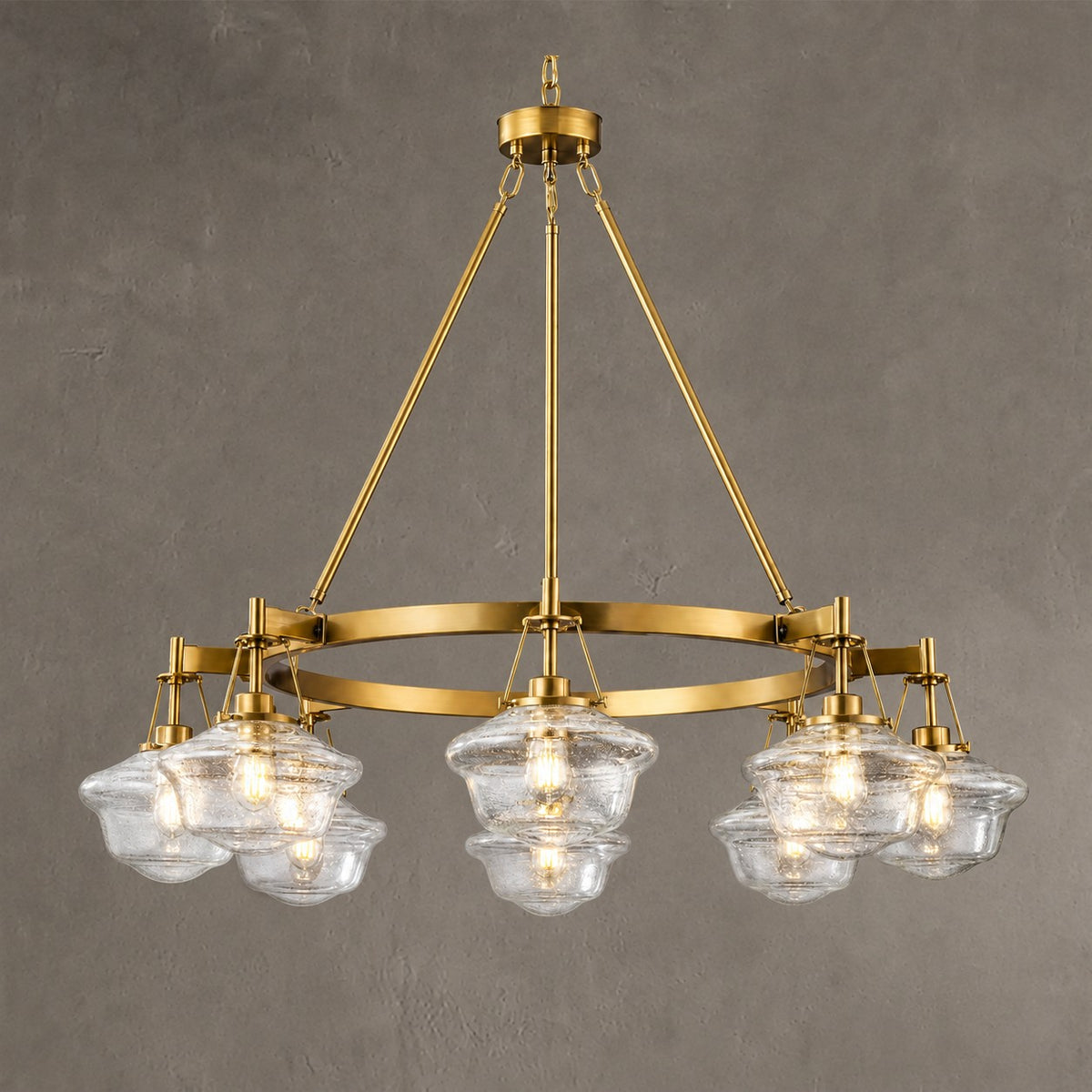 Bubble Glass 8-Light Round Pendant D1000