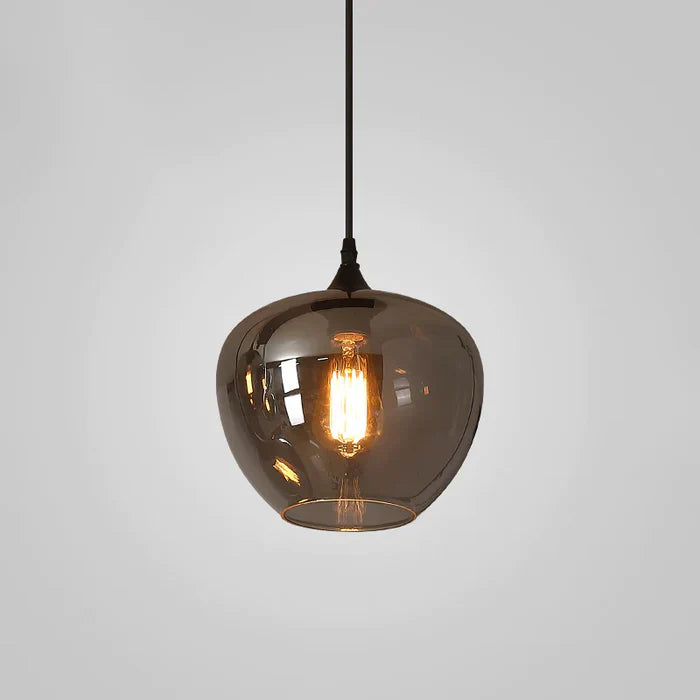 Modern Smoke Gray Glass Pendant Light with Dimmable Warm Glow