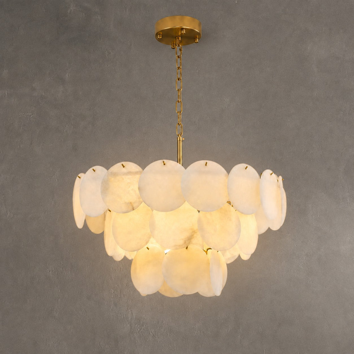 26" Natural Alabaster Round Chandelier