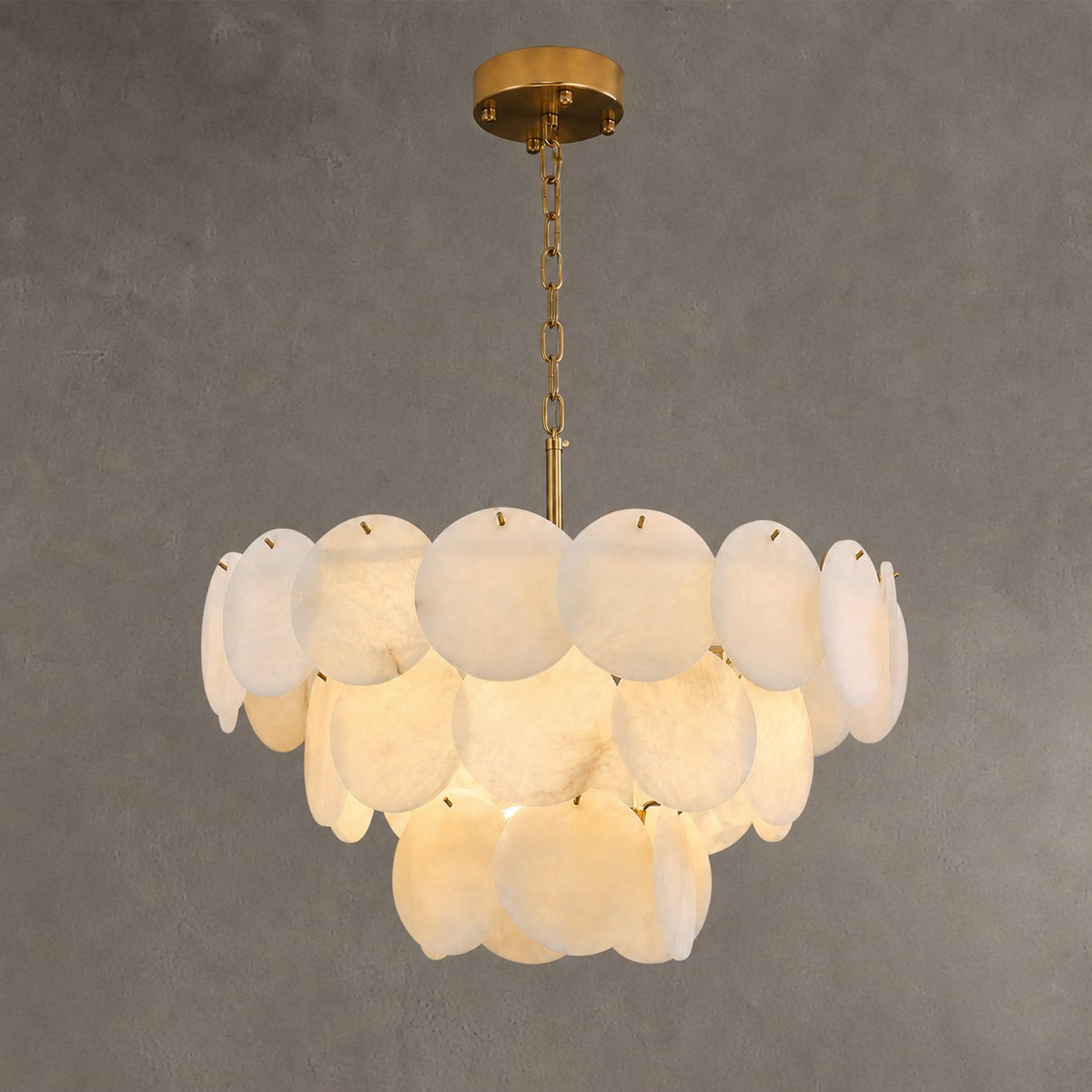26" Natural Alabaster Round Chandelier