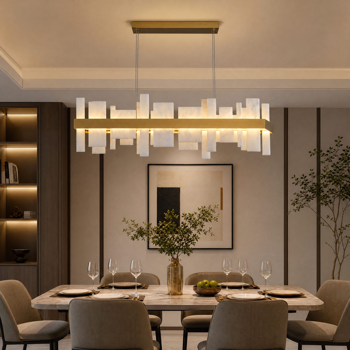 Linear Alabaster Dining Chandelier