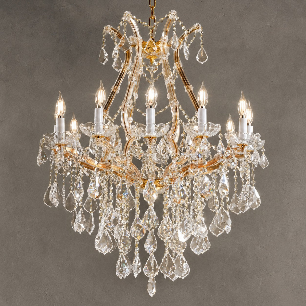 28.3" 12-Light Maria Theresa Crystal Chandelier - Gold