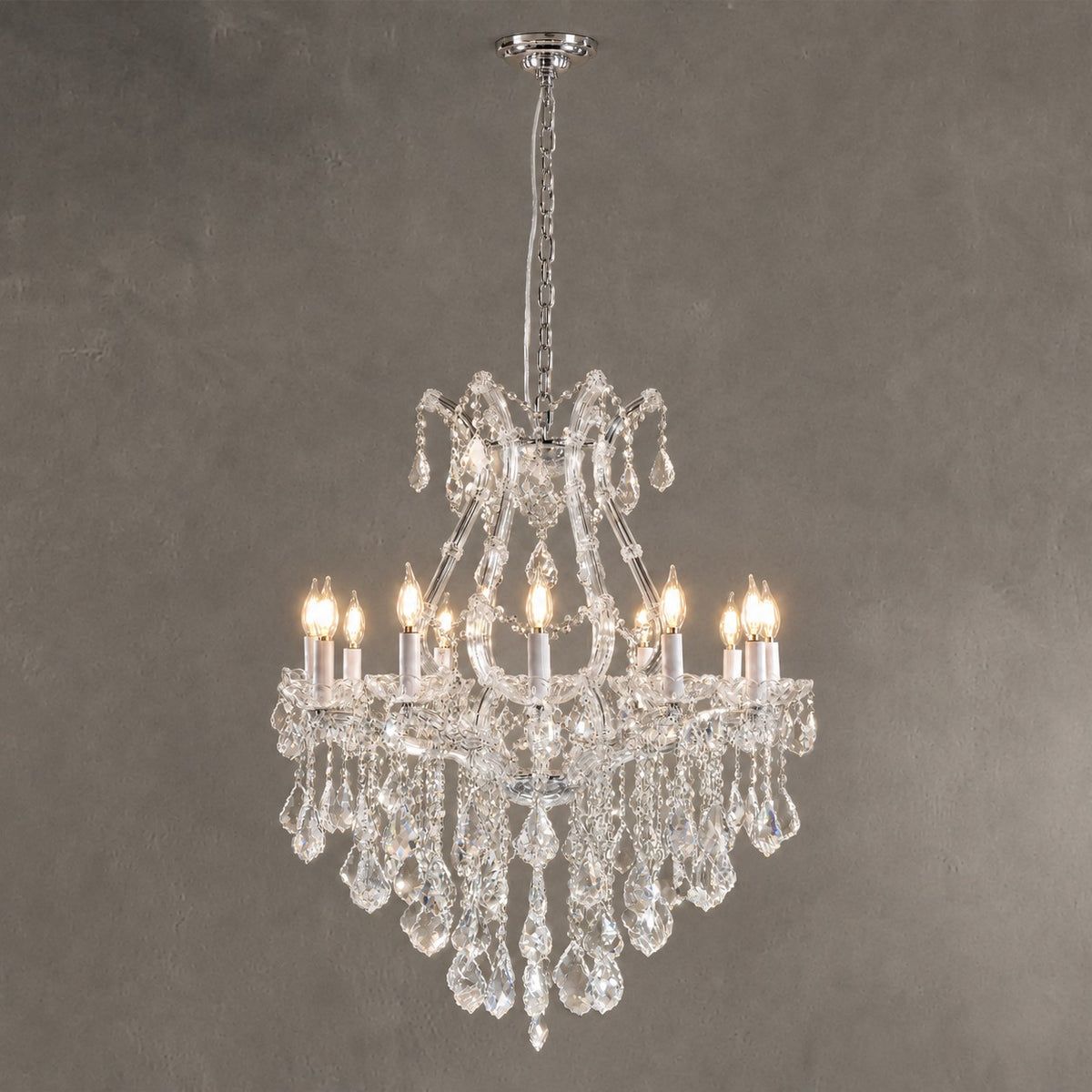 28.3" 12-Light Maria Theresa Crystal Chandelier - Silver