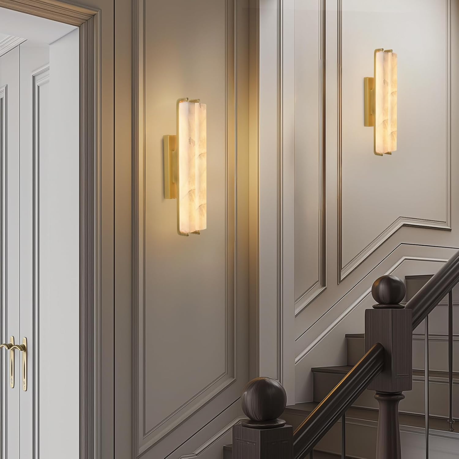Elegant Alabaster Handcrafted Wall Sconce
