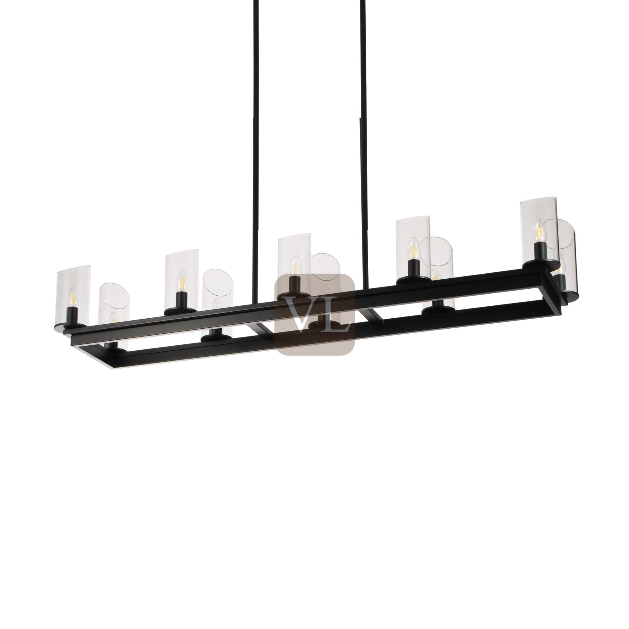 Modern Frame Glass Shade Chandelier
