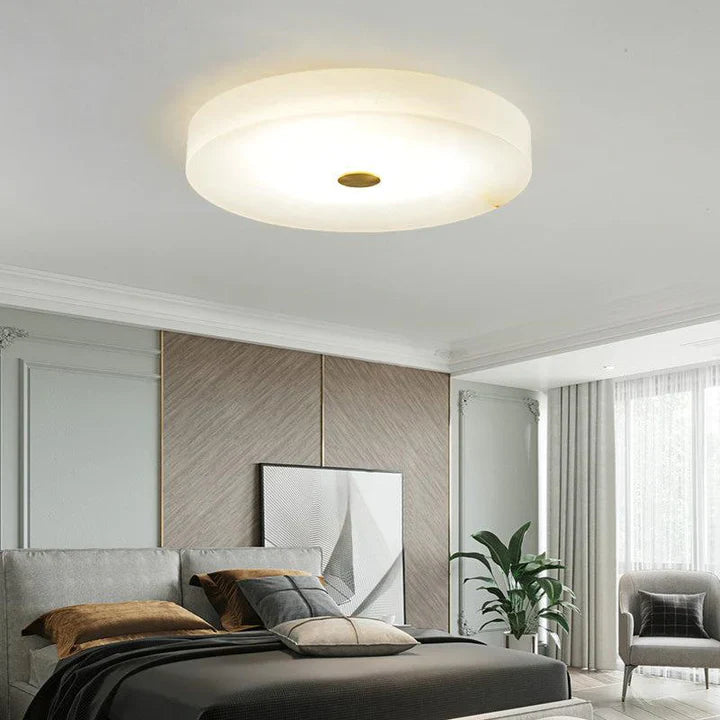 Alabaster Flush Mounted Round  Chandelier