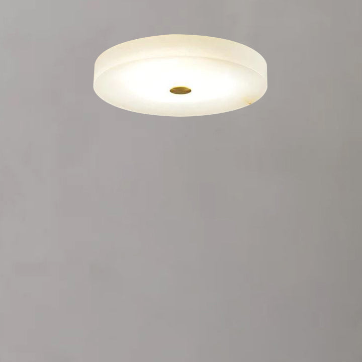 Alabaster Flush Mounted Round  Chandelier