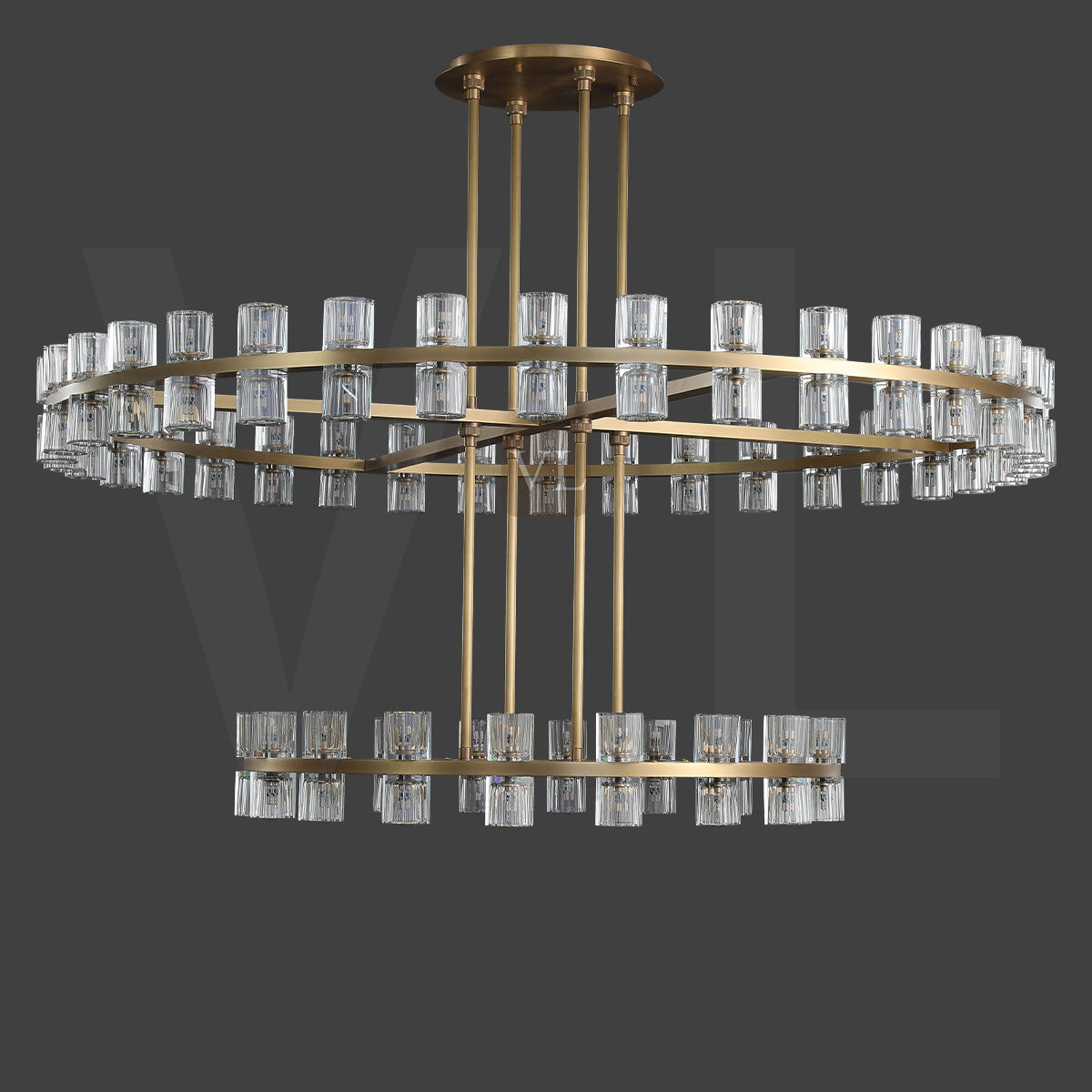 Avelon Crystal 2-Tier Round  Chandelier 60"