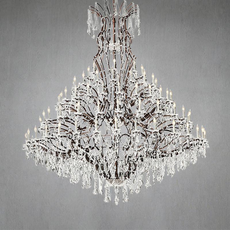 Rococo Iron & Crystal Round Chandelier 101 Inch
