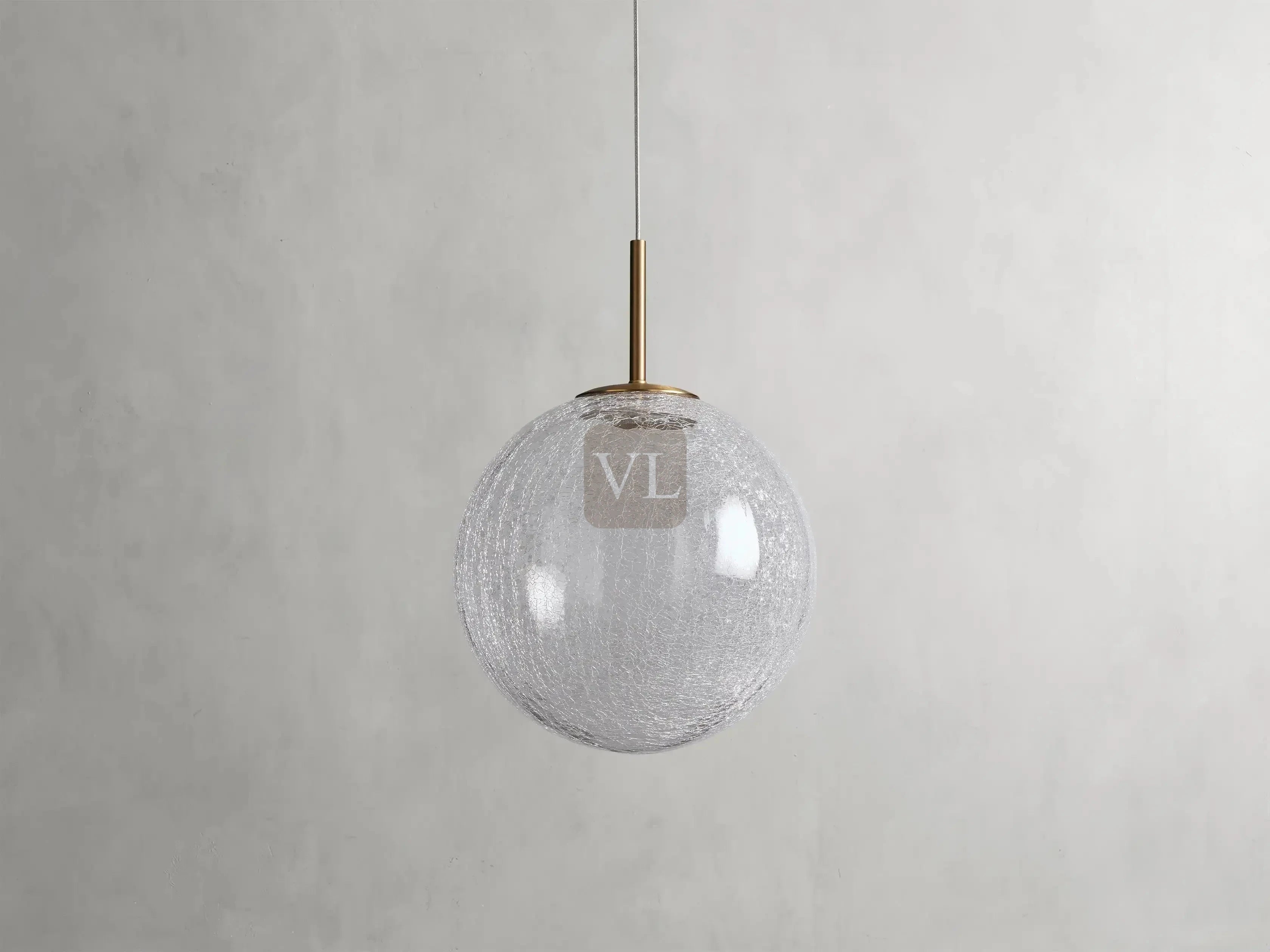 Elegant Crackle Glass Globe Pendant Light with Integrated LED