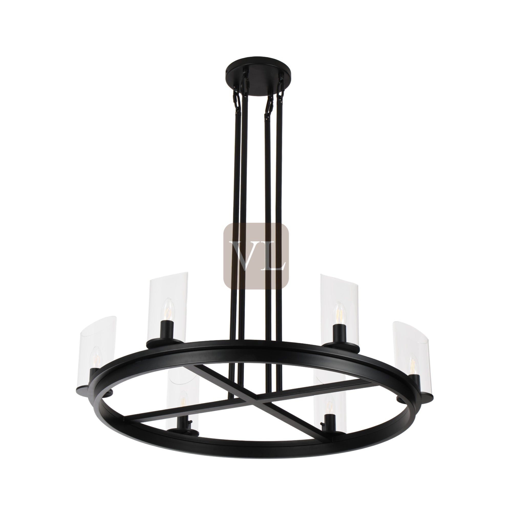 Modern Frame Glass Shade Chandelier