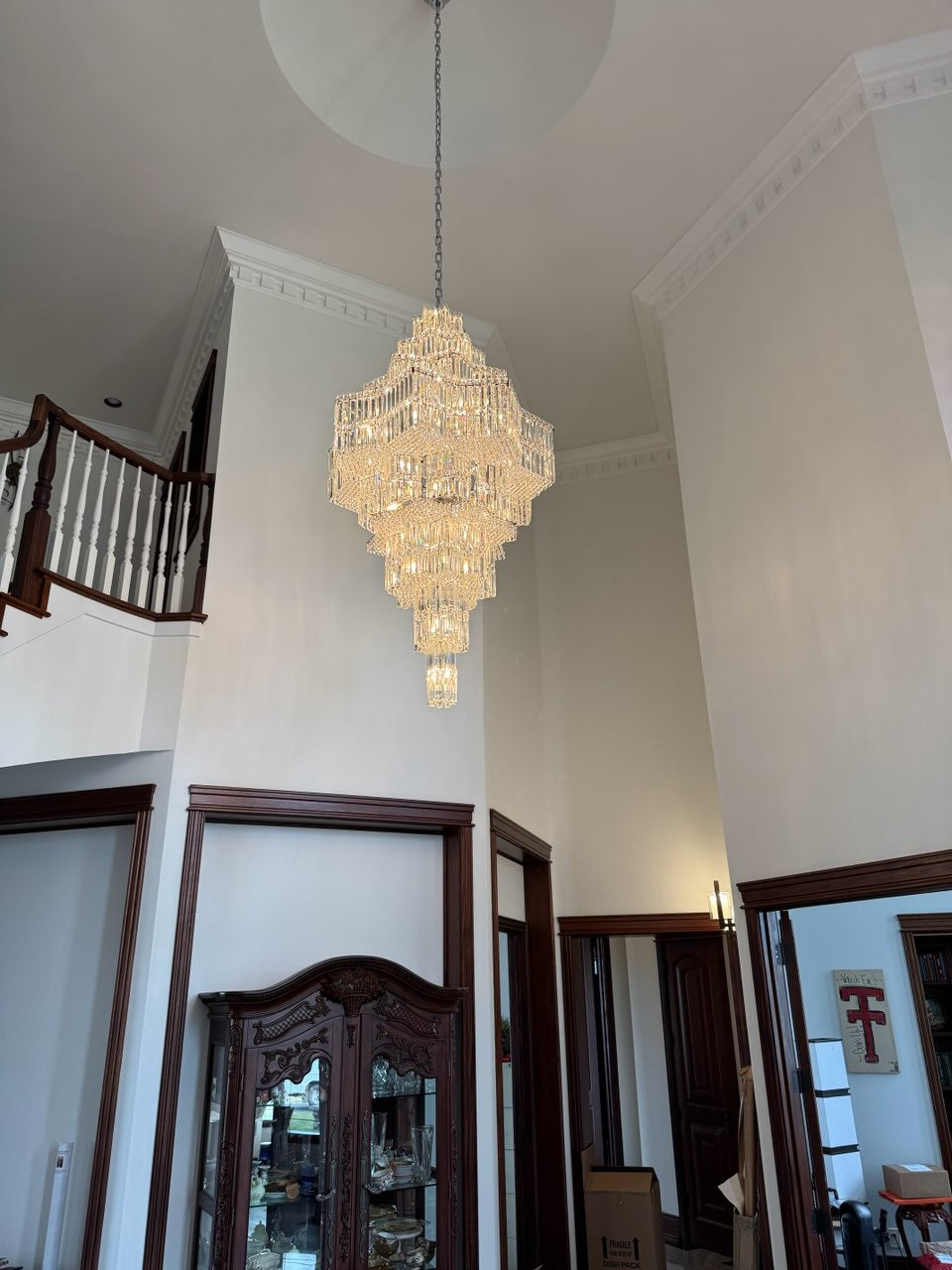 Celestia Grand Crystal Chandelier | Luxury Staircase & Entryway Lighting 36H