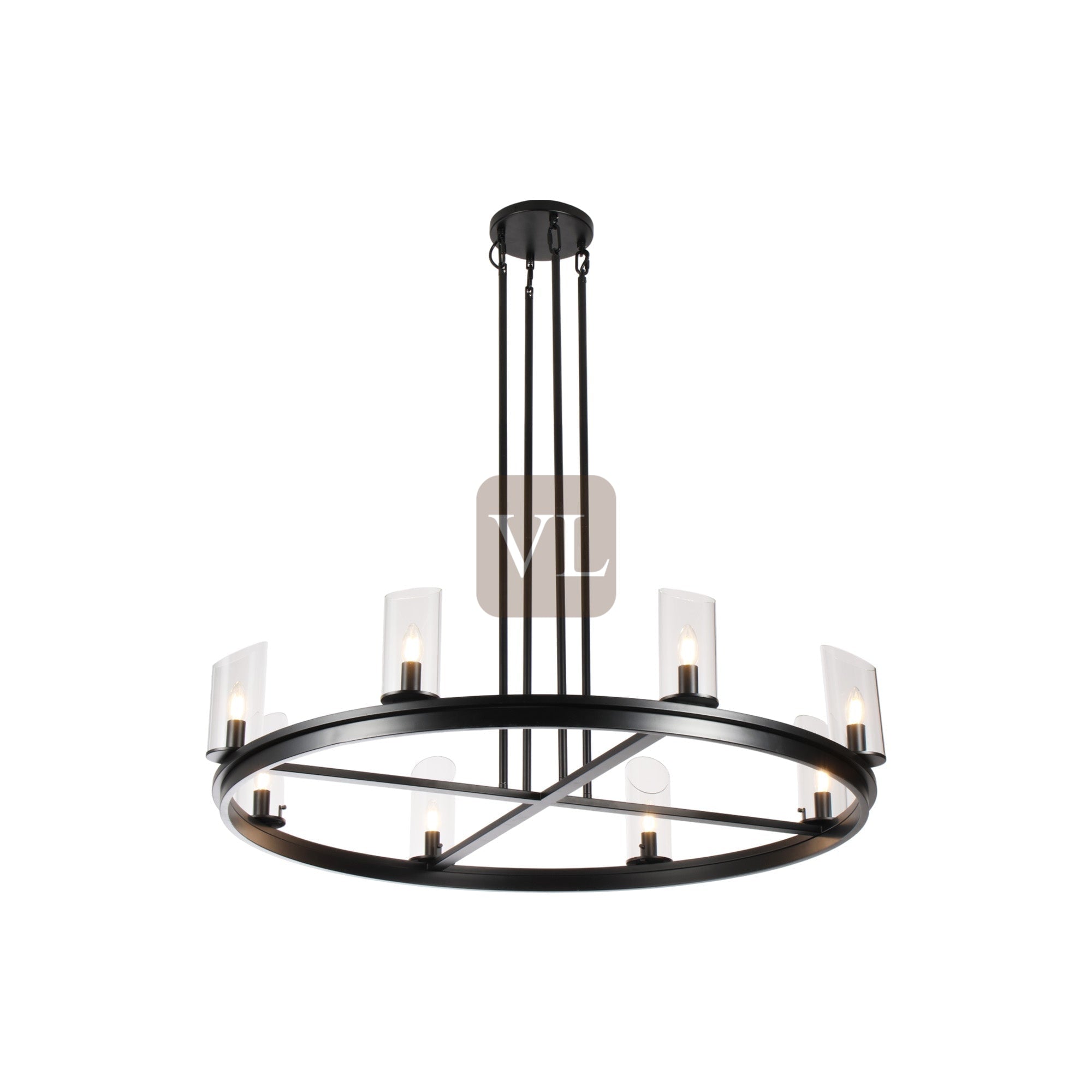 Modern Frame Glass Shade Chandelier
