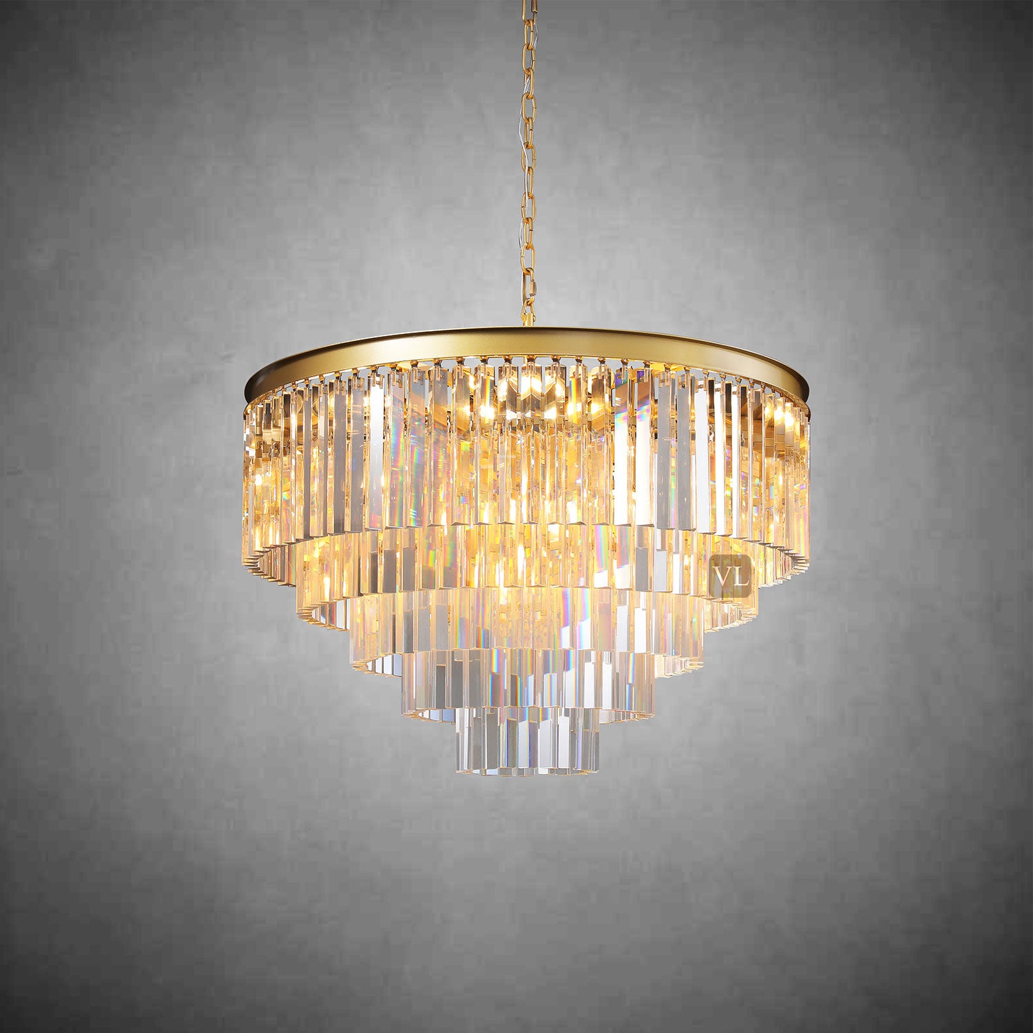 Zestra 3-Layer Crystal Round Chandelier