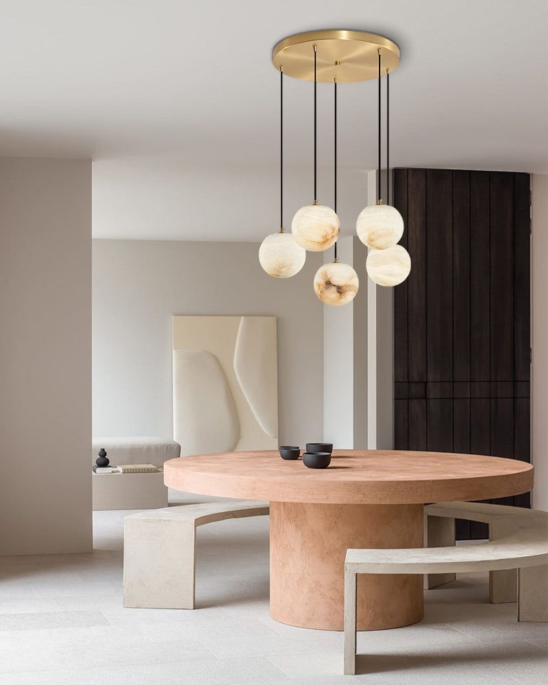 Small Alabaster Cluster Globes Ceiling Pendant Light For High Ceiling
