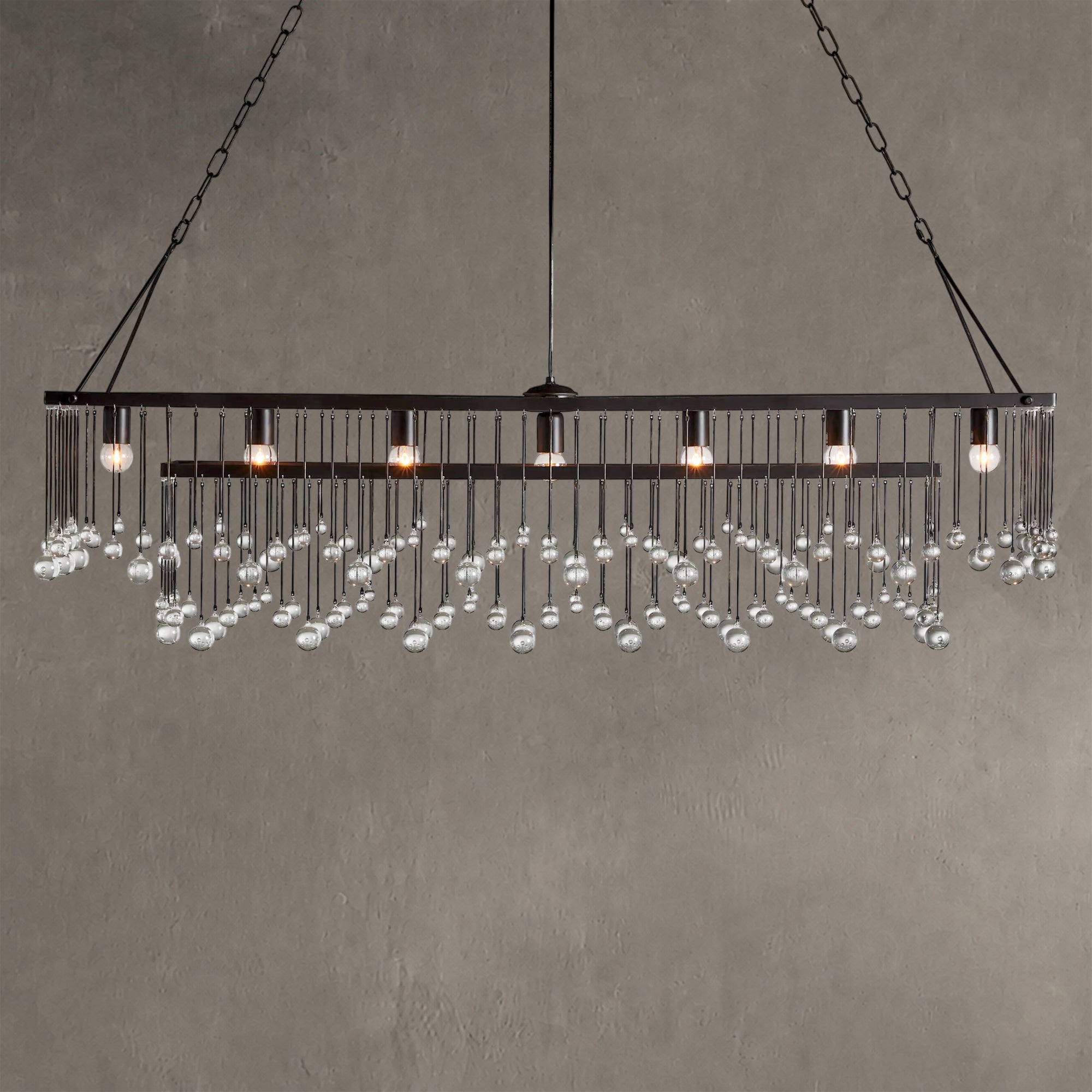 Aubrey Crystal Ball Rectangular Chandelier 47'' 60''