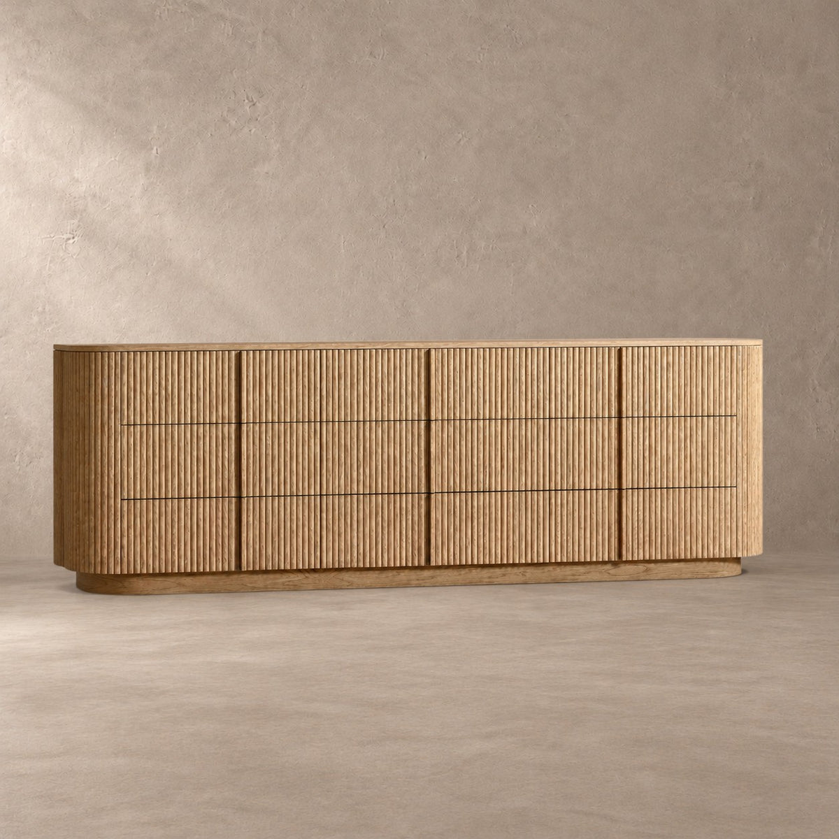 Reeded Oak Dresser with Curved Contours