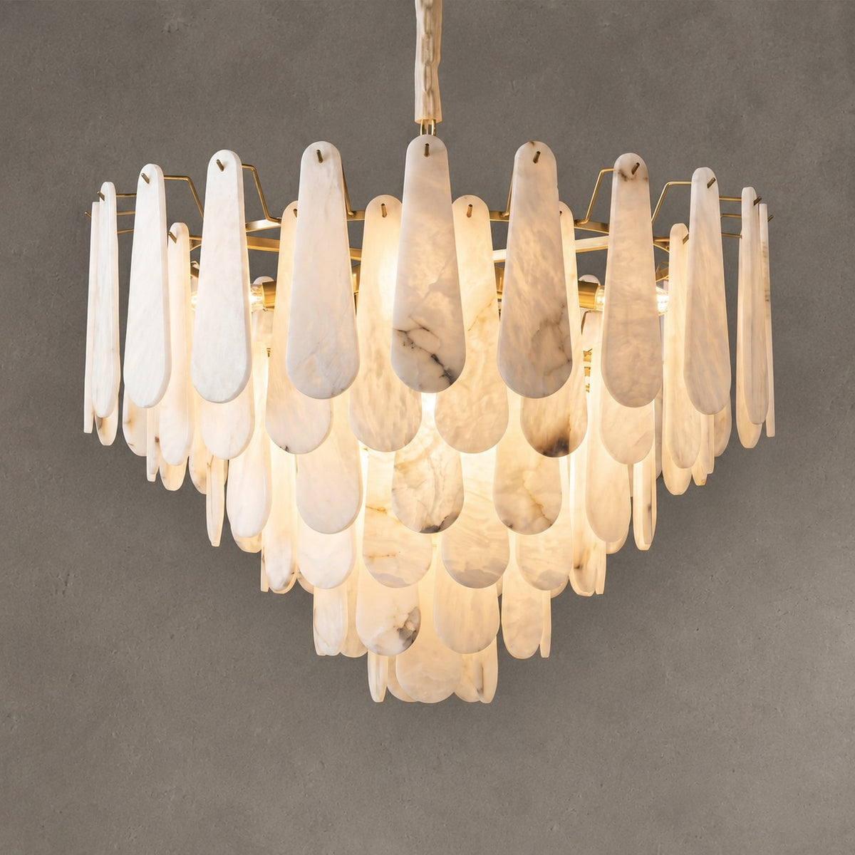 Hollis Modern Alabaster Tiered Chandelier