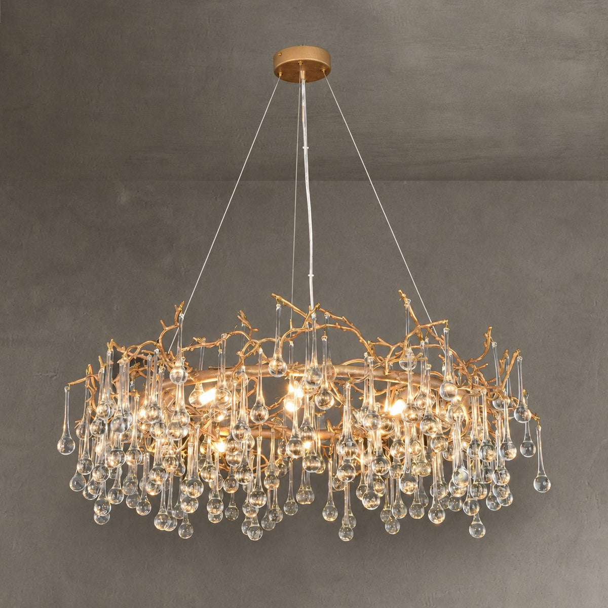 Modern Round Small Water Drop Branch Chandelier