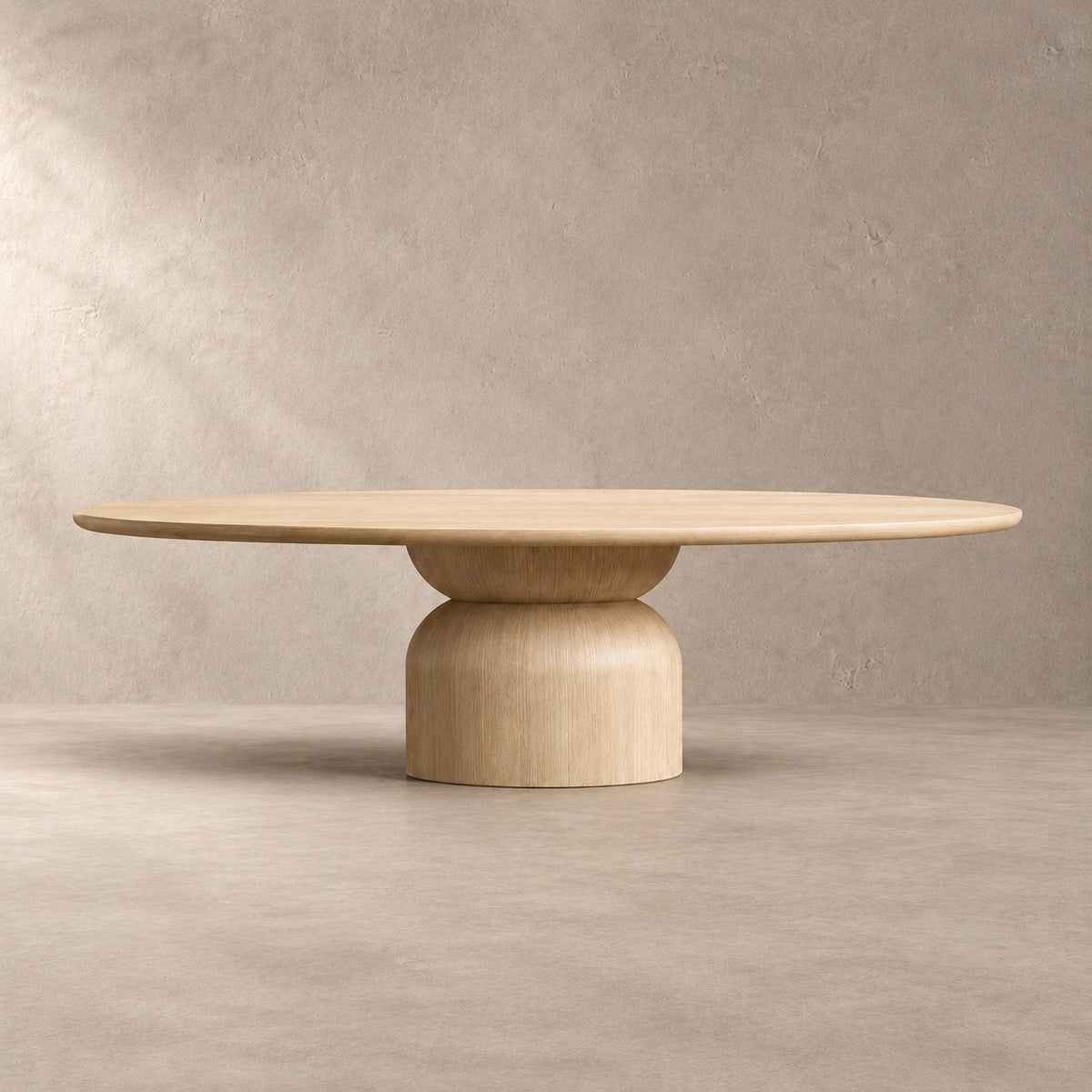 Hand-Sculpted Modern Oval Oak Dining Table