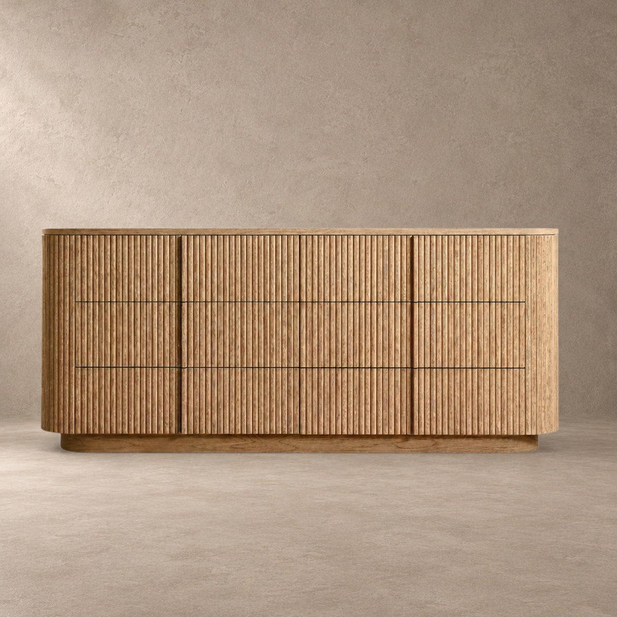 Reeded Oak Dresser with Curved Contours