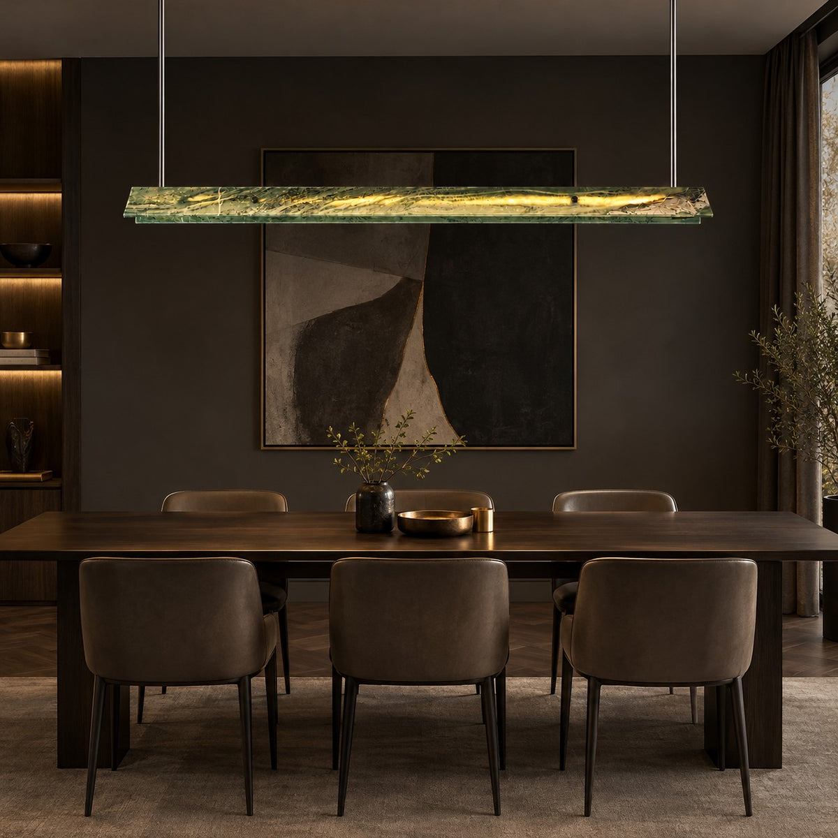 Modern Slim Luxury stone Linear LED Pendant Light