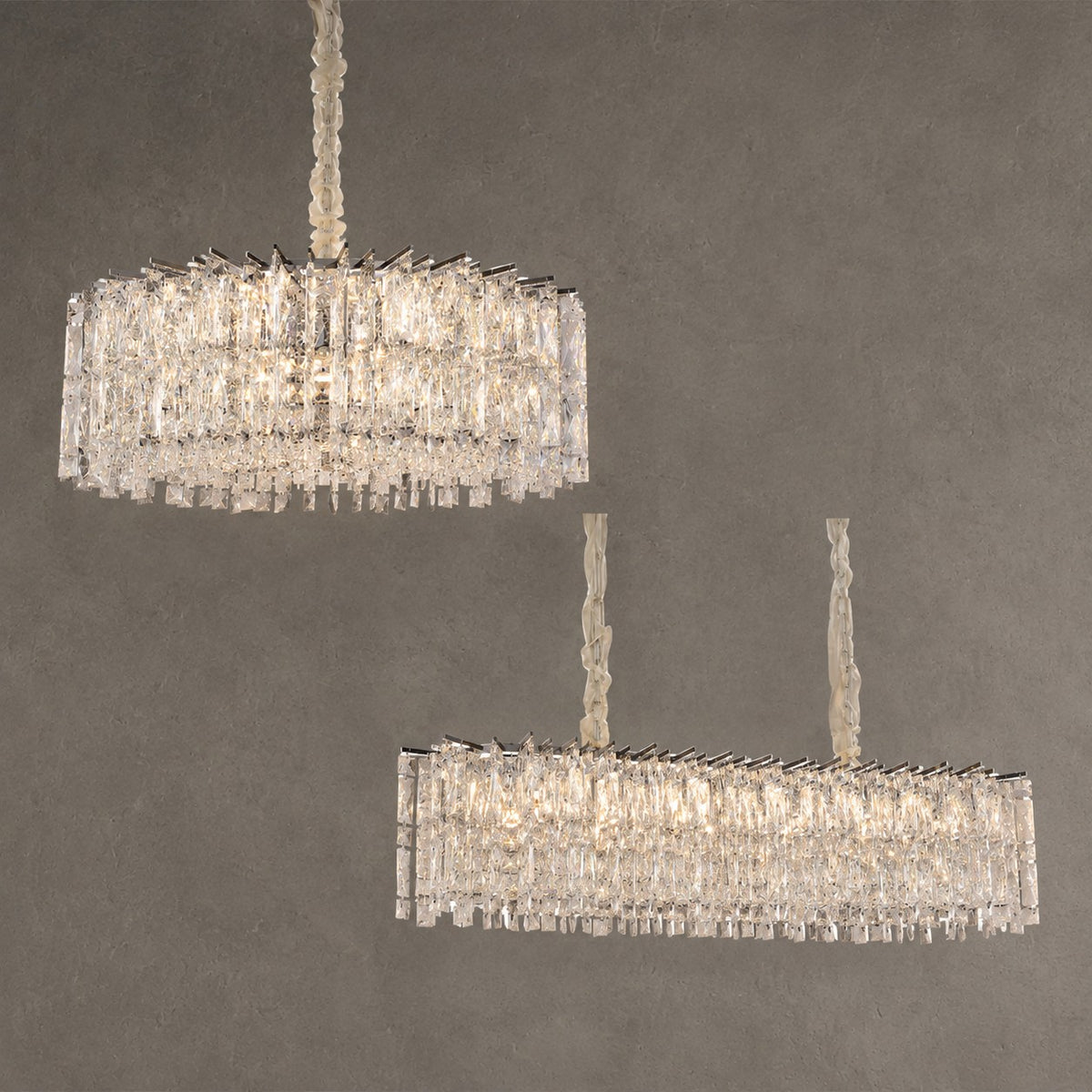 Modern Luxury Round/Rectangle Ice Crystal Chandelier in Chrome Finish for Living/Dining Room/Bedroom