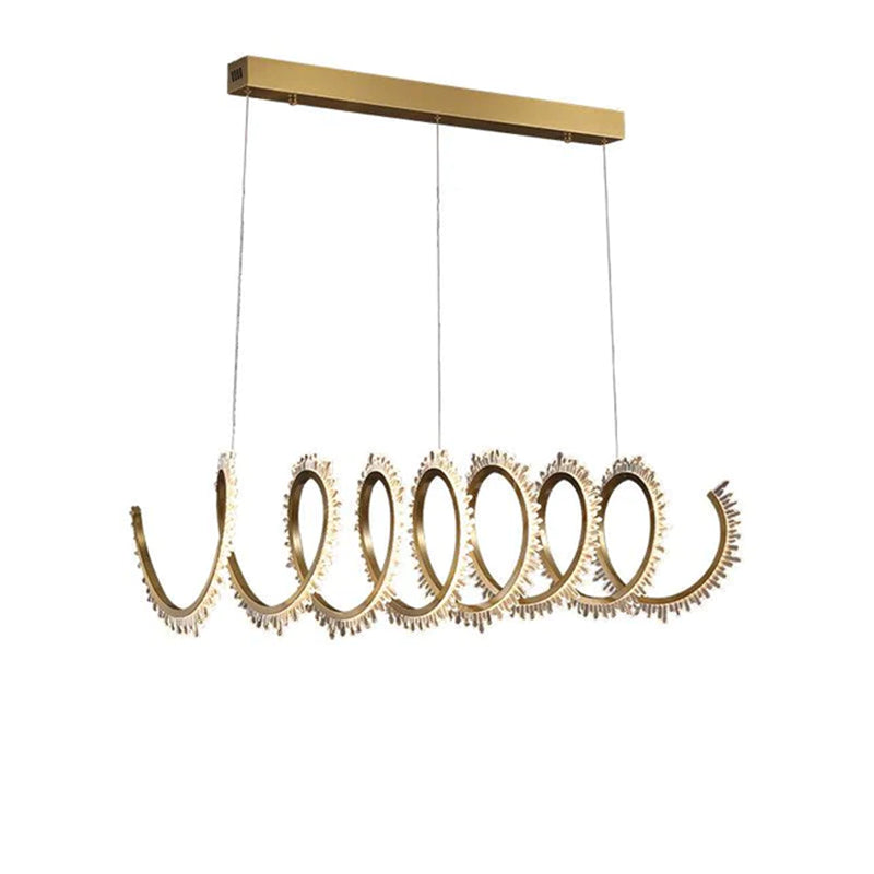 Rorie Modern Rock Crystal Spiral Chandelier, Island Chandelier