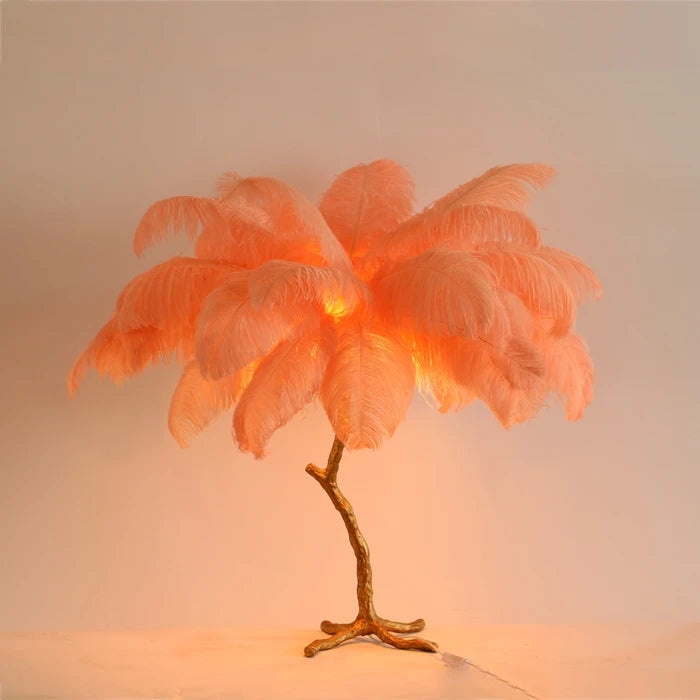 Aisa Featherly Ostrich Feathe Table Lamp