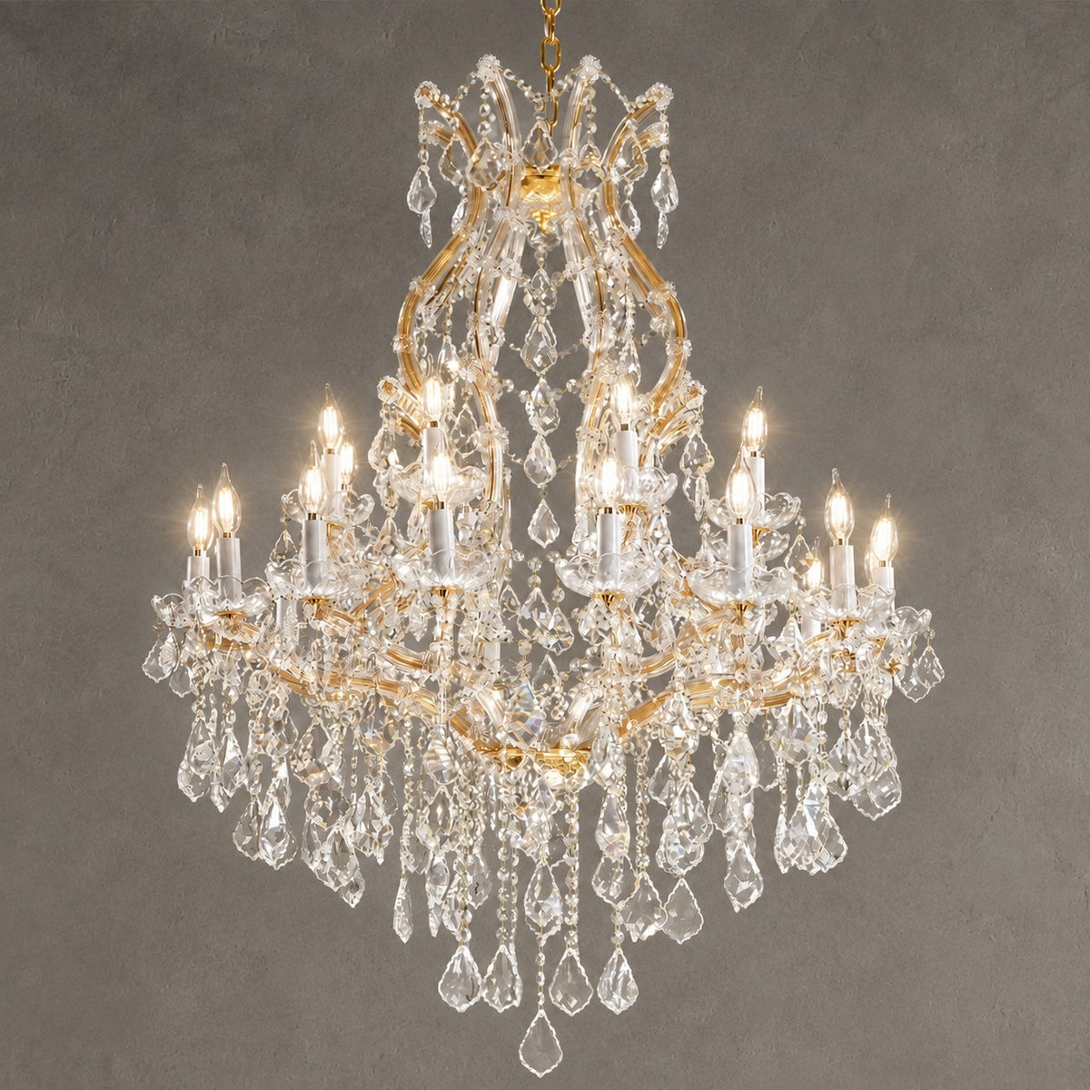 35.4" 24-Light Maria Theresa Crystal Chandelier - Gold
