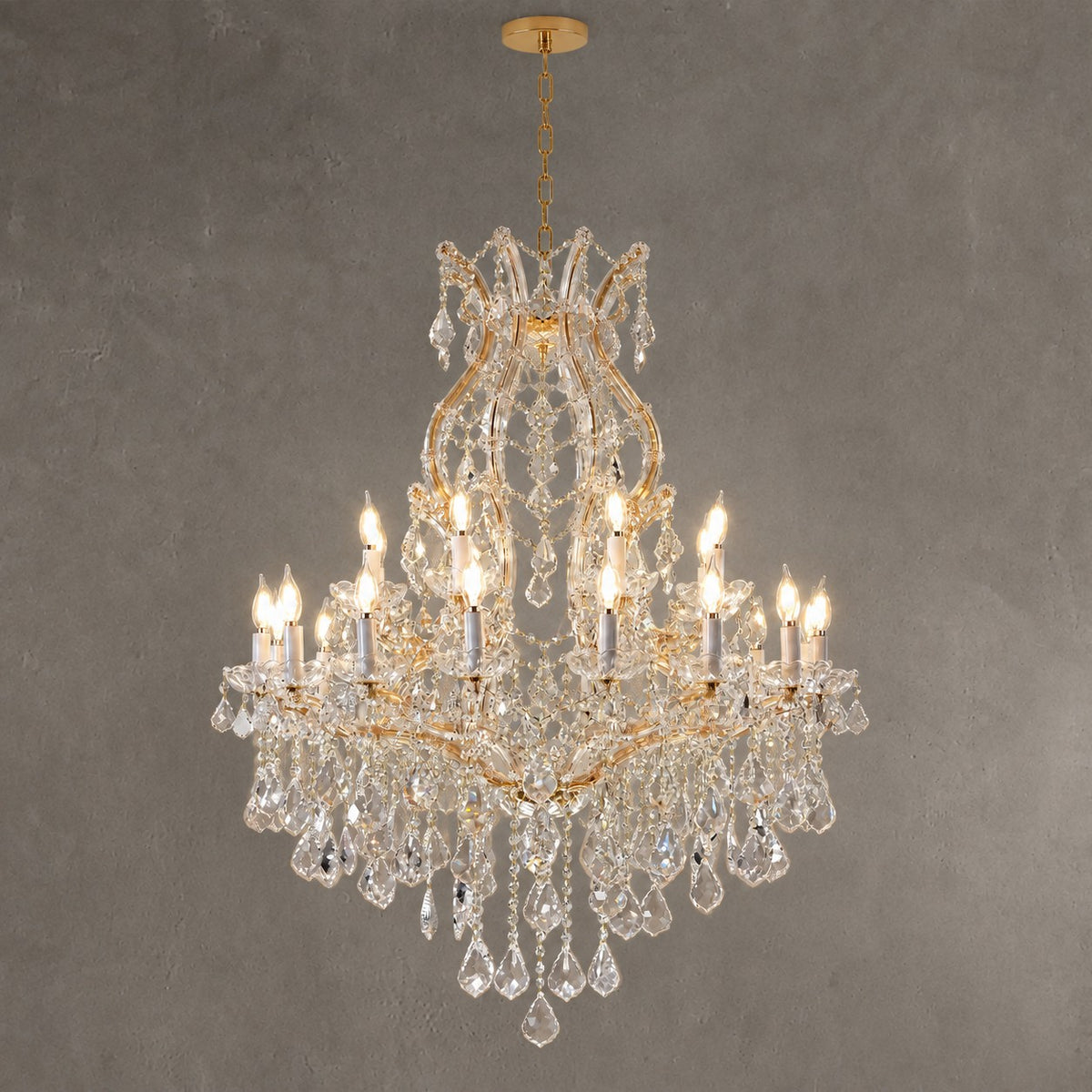 35.4" 24-Light Maria Theresa Crystal Chandelier - Gold