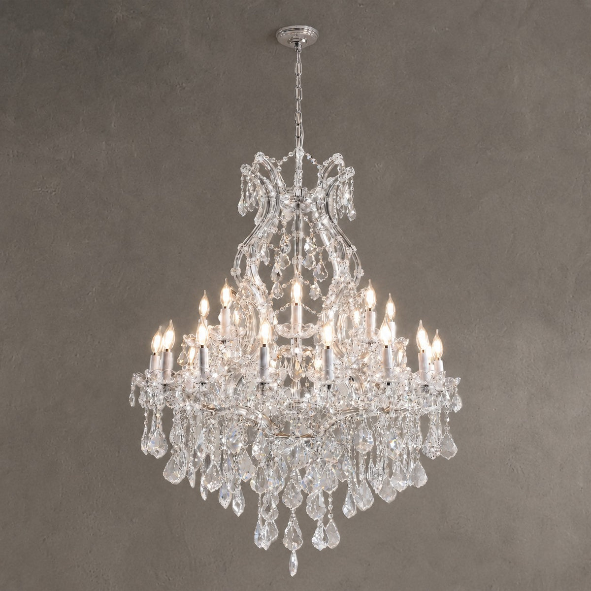 35.4" 24-Light Maria Theresa Crystal Chandelier - Silver