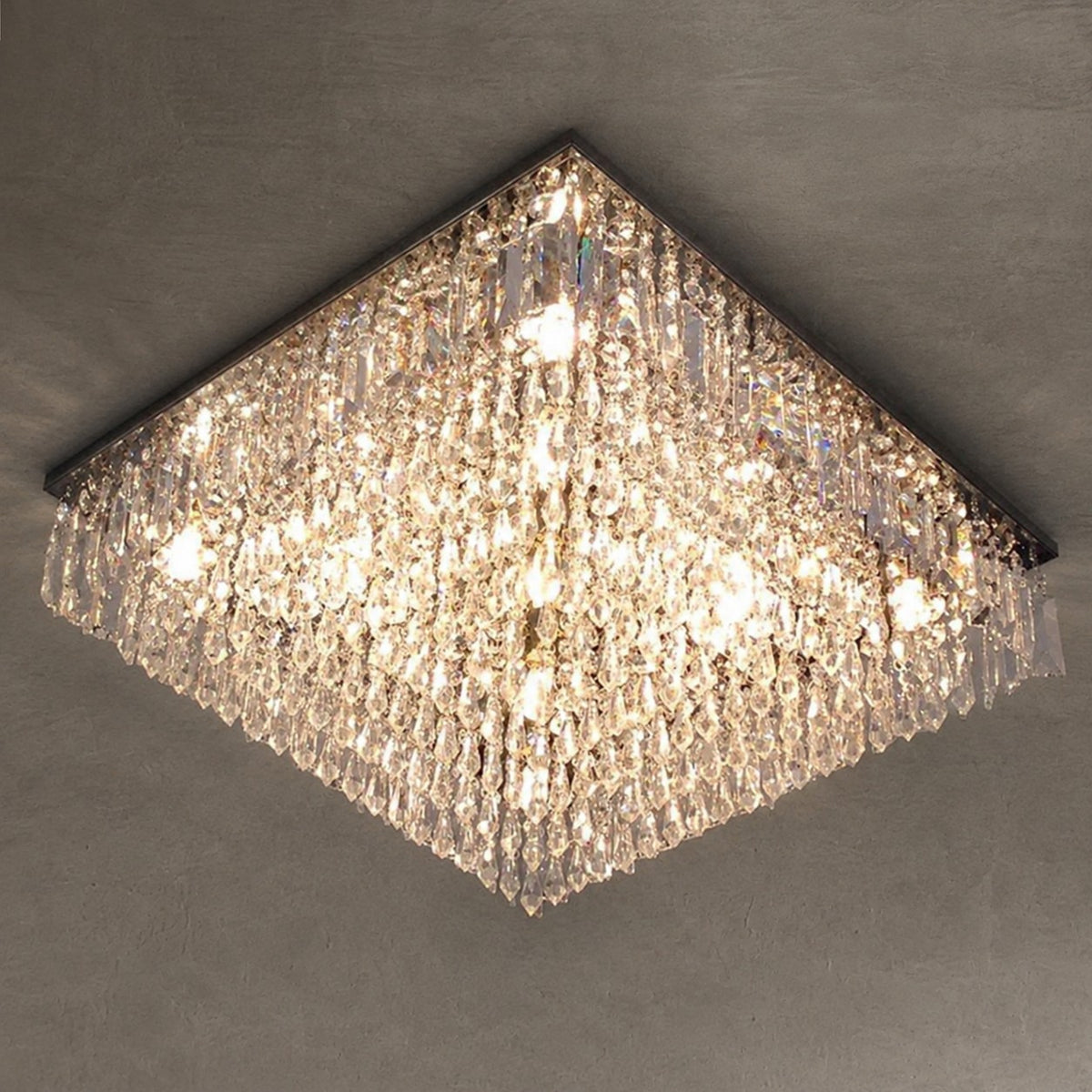 Modern Square Flush Mount Crystal Light For Living Room/Bedroom/Dining Room